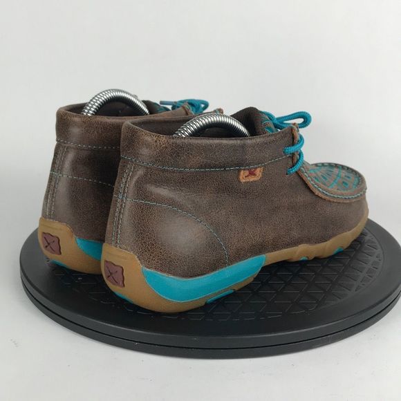 Twisted X Chukka Driving Geometric Moccasins Brown Leather Women’s Size 8 - Picture 5 of 12